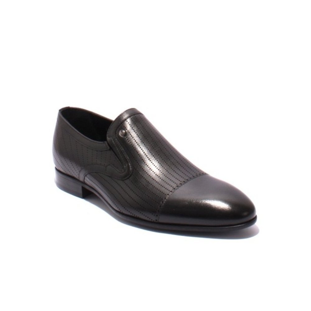ROBERTO SERPENTINI 20942 Black Laser Cut Leather Classic Shoes